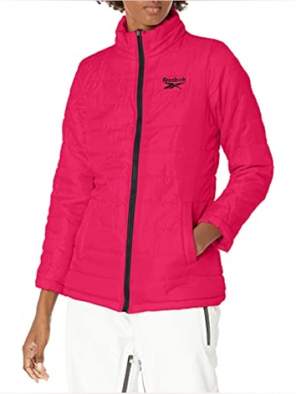 Reebok Women’s Hot Pink Quilted Puffer Jacket Full Zip Lightweight Coat Small